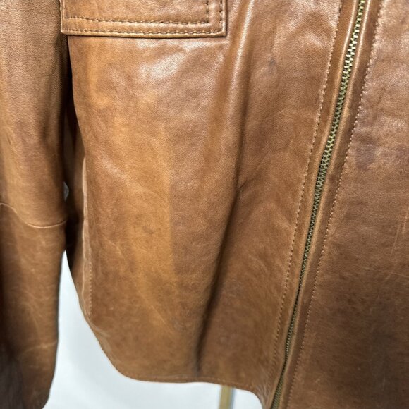 Wilsons Leather Jacket Mens XL Brown Cafe Racer Bomber Biker Moto - Picture 6 of 15